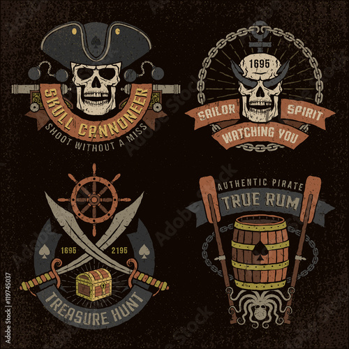 Pirate emblem with skulls