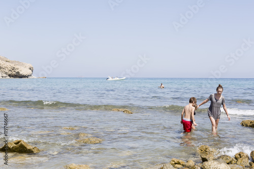 Children in the water of the Mediterranean sea
