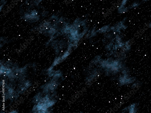 Small and medium sized stars on the planet cloudy black sky.