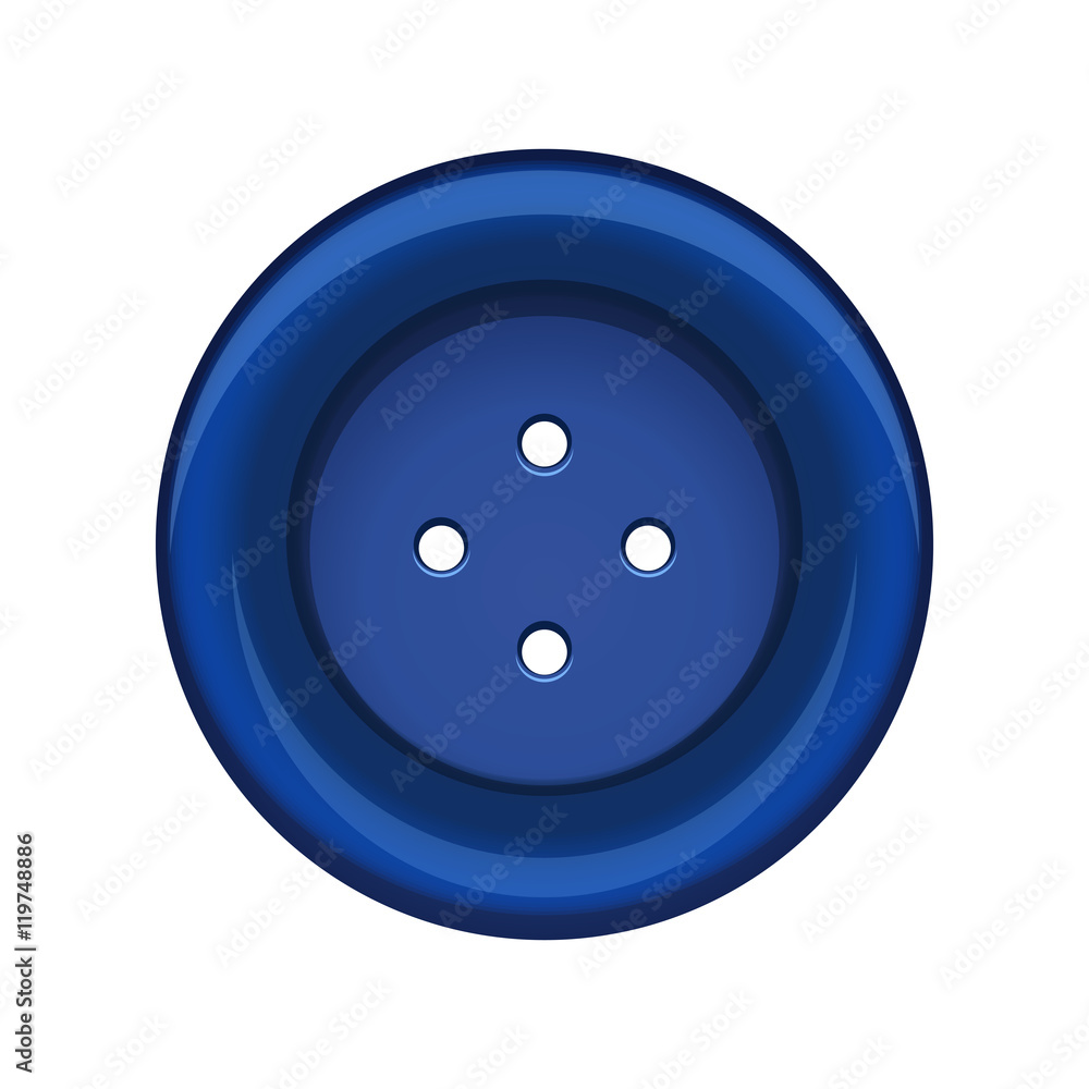 Sewing button, stud icon. Blue sewing button isolated on white background. Vector illustration Sewing button, stud icon. Blue sewing button isolated on white background. Vector illustration