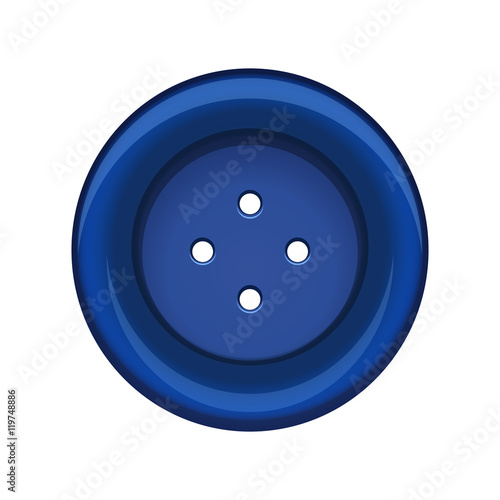 Sewing button, stud icon. Blue sewing button isolated on white background. Vector illustration