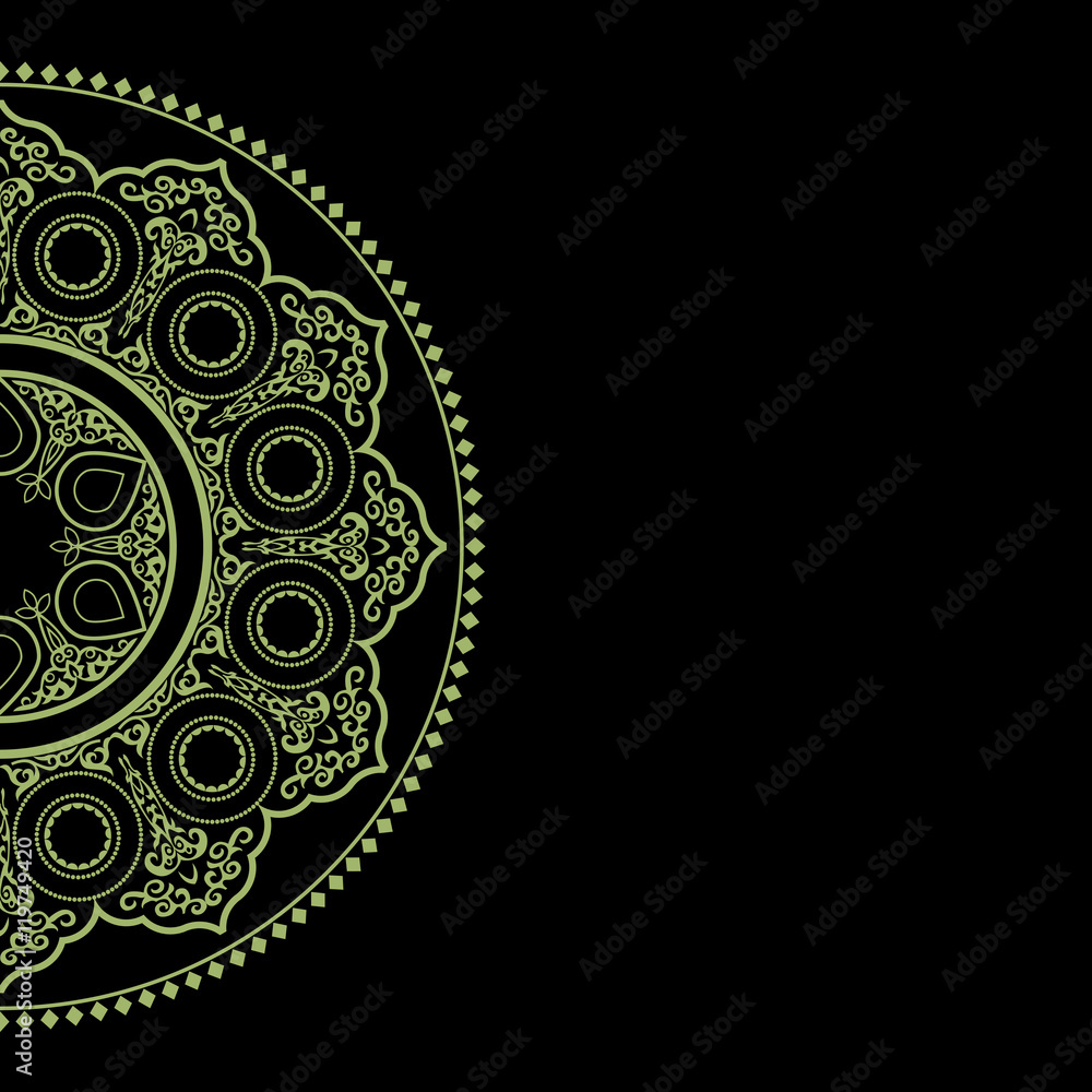 Black Background with Delicate green Round Ornament Pattern - Arabic style Black Background with Delicate green Round Ornament Pattern - Arabic style
