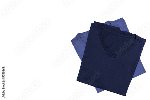V-neck T-shirt isolated on white background with clipping path