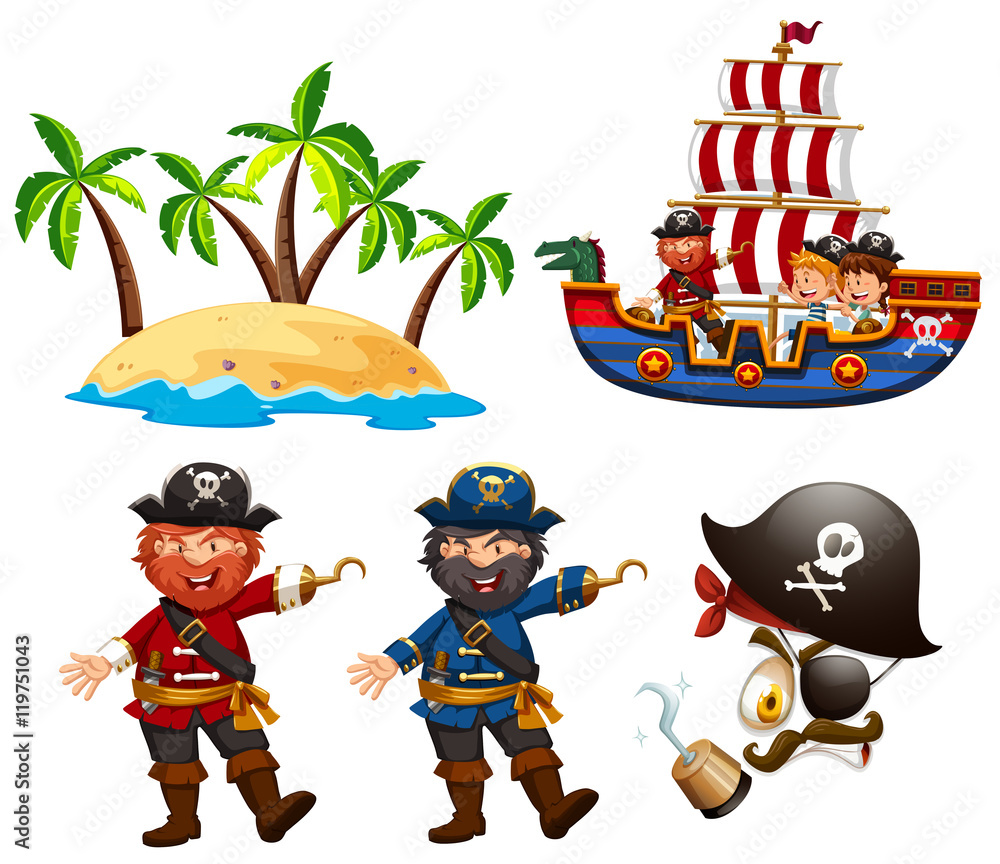 Pirates and children on the ship Pirates and children on the ship