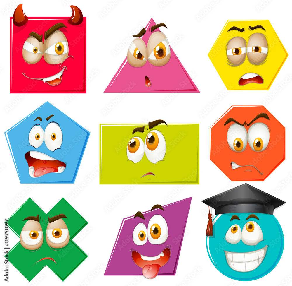 Different shapes with facial expressions Different shapes with facial expressions