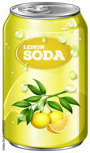 Lemon soda in aluminum can