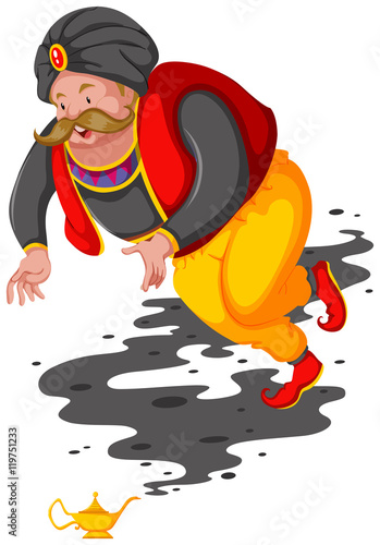 Fat genie flying out of the lamp