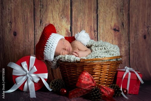 Neugeborenes Baby, Newborn, Vintage, Weihnachten