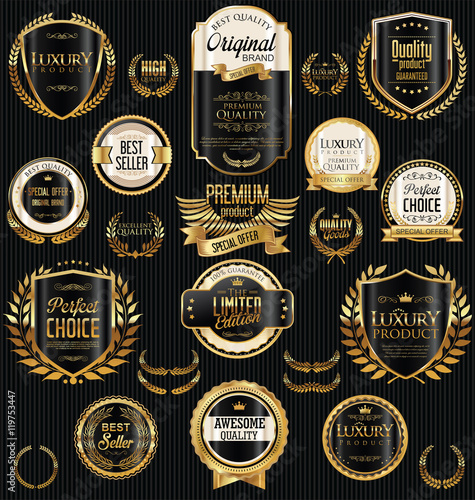 Golden sale labels retro vintage design collection
