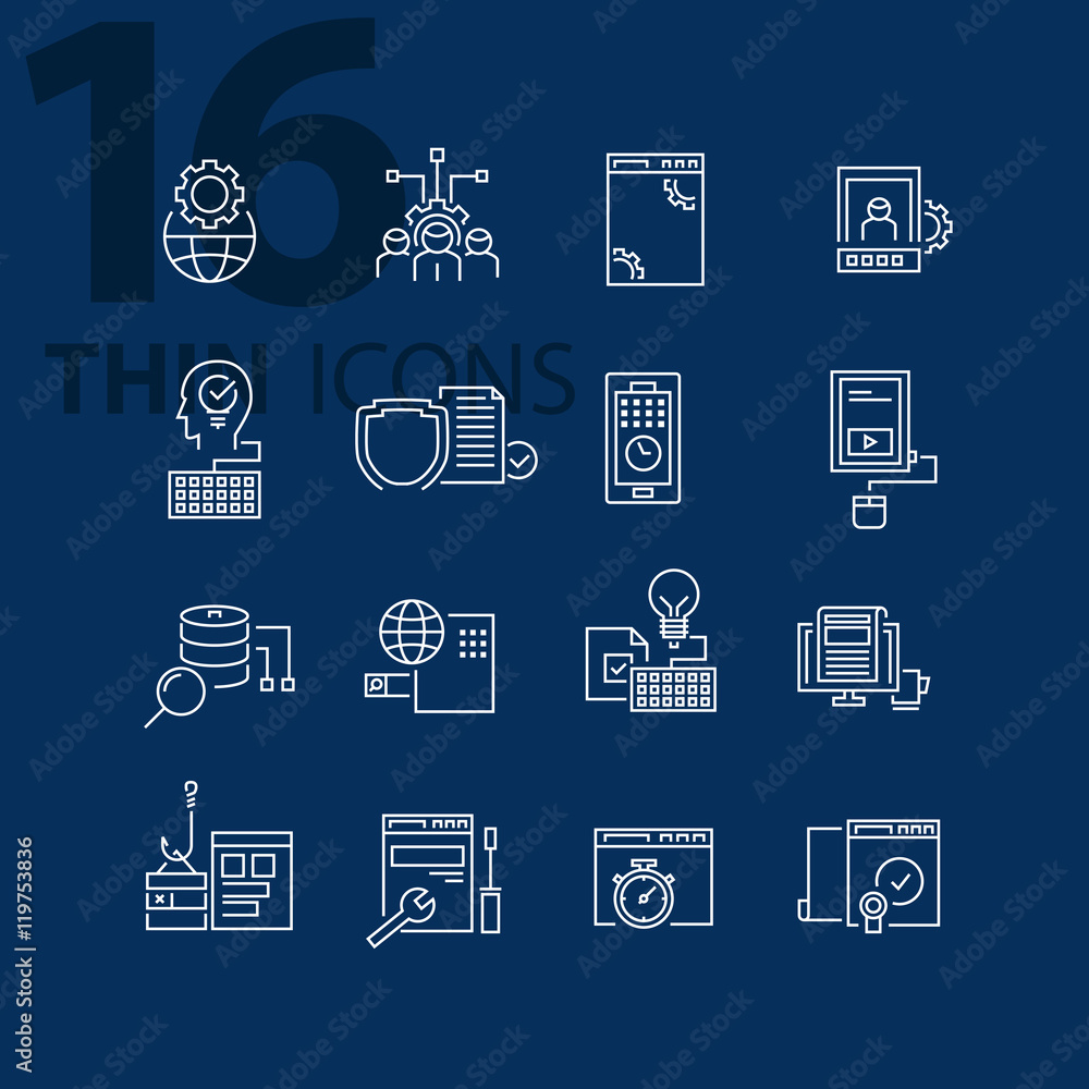 Fototapeta premium Modern thin line icons set for business