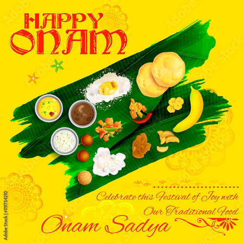 Onam Sadya feast on banana leaf