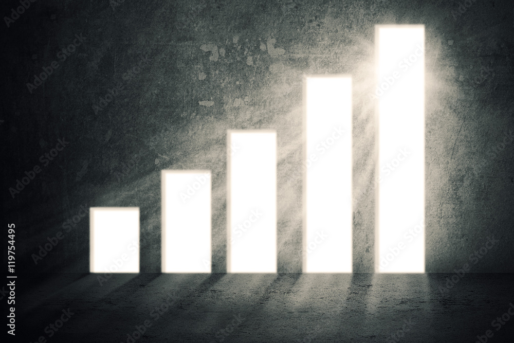 Growing financial graph with bright light Growing financial graph with bright light