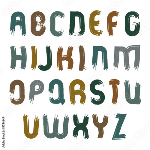 Vector doodle font with pai...