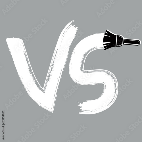 Vector competition symbol drawn with paintbrush, versus sign. VS