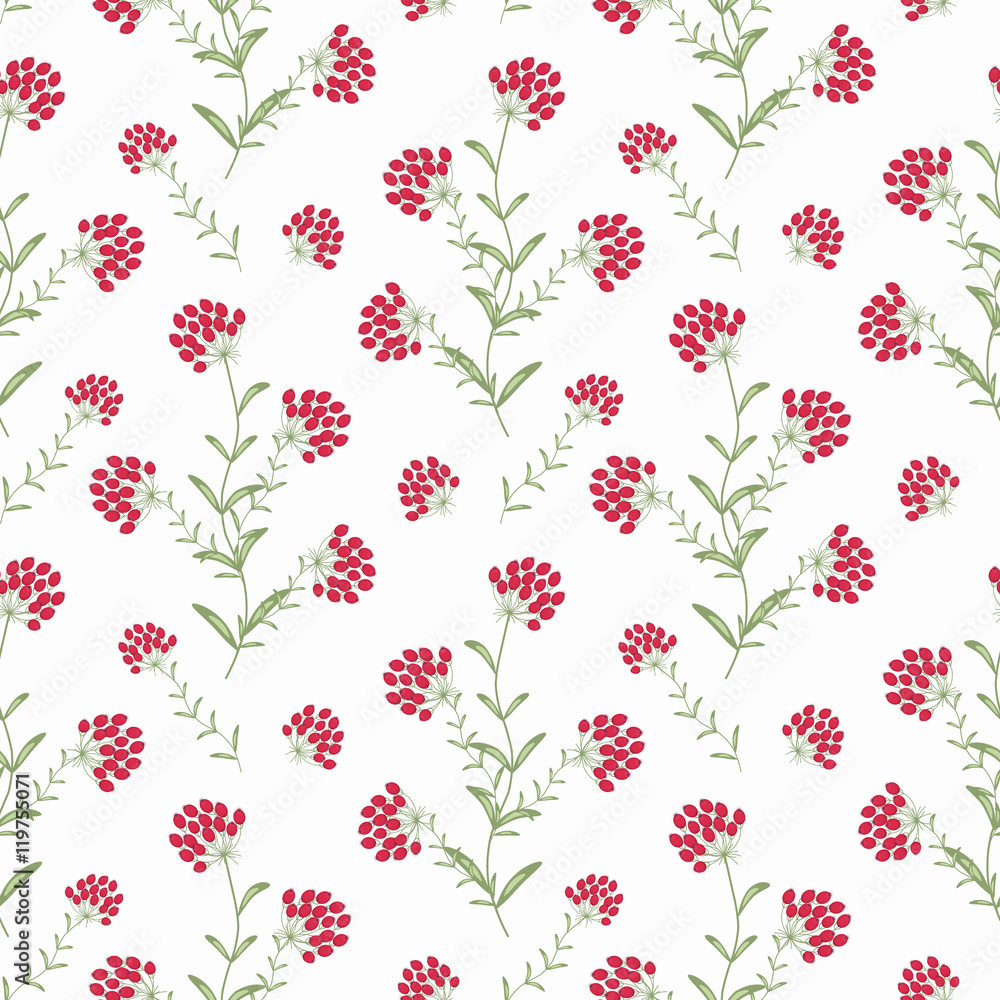 Floral seamless pattern , cute flowers white background