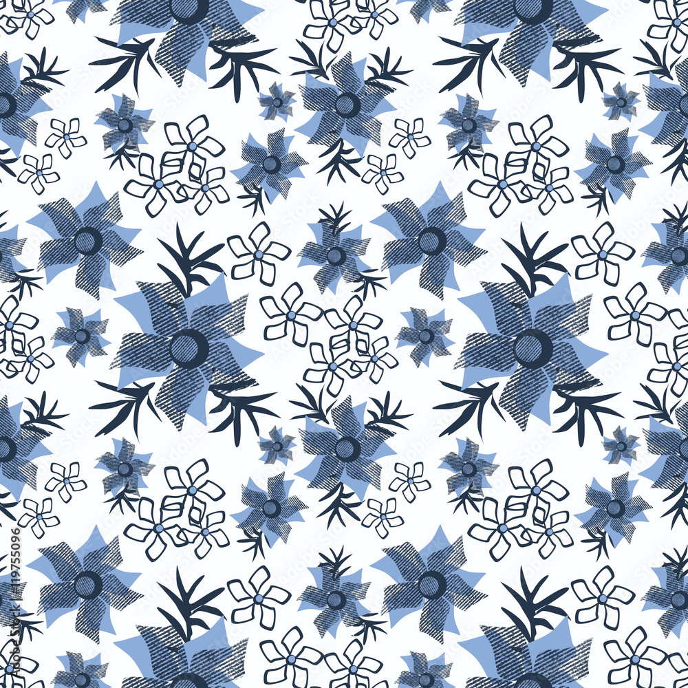 Obraz premium Floral seamless pattern , cute flowers white background