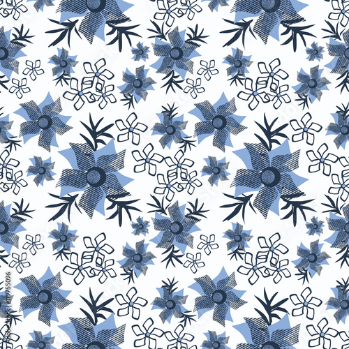 Floral seamless pattern   cute flowers white background