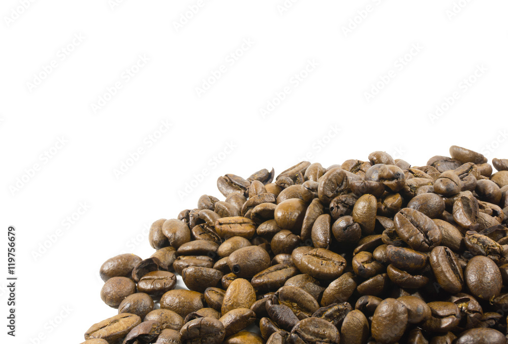 roasted coffee beans on white background roasted coffee beans on white background