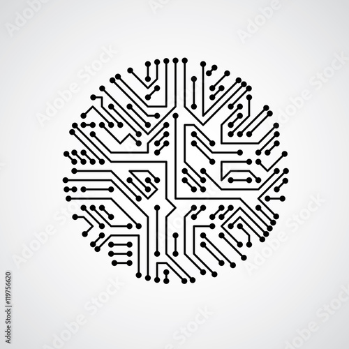 Futuristic cybernetic scheme, vector motherboard black and white