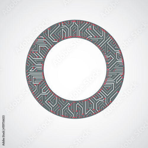 Round circuit board with electronic components of technology dev