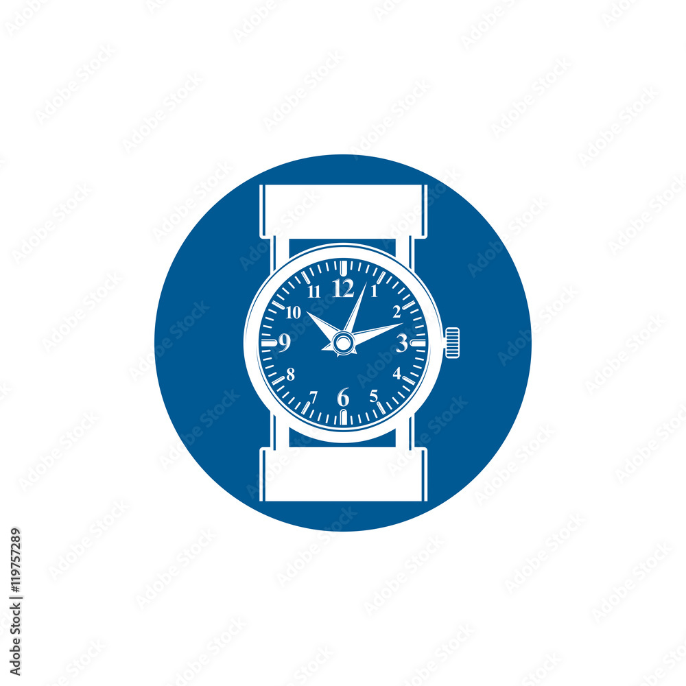 Graphic pocket watch illustration. Wristwatch with dial and an h Graphic pocket watch illustration. Wristwatch with dial and an h