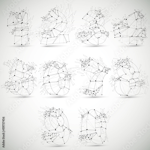Perspective technology demolished numbers with black lines and d