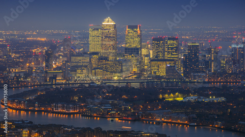 London, England - Panoramic skyline view of east London with the
