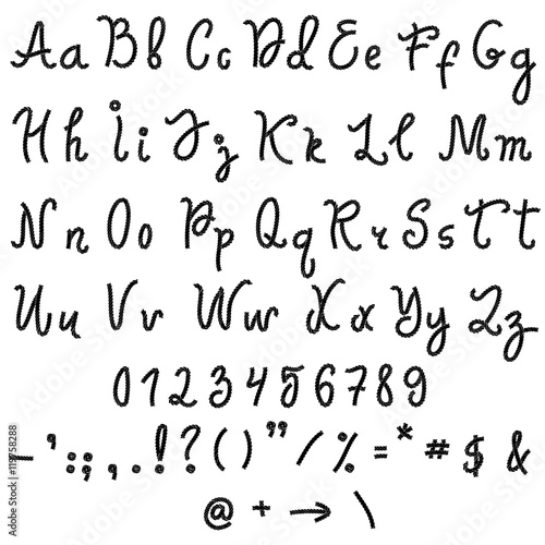 Vector alphabet. Hand drawn letters.