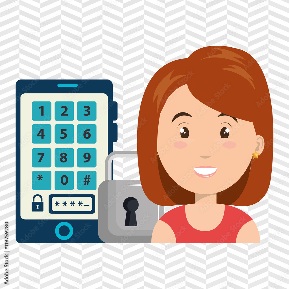woman smartphone password vector illustration design eps 10 woman smartphone password vector illustration design eps 10