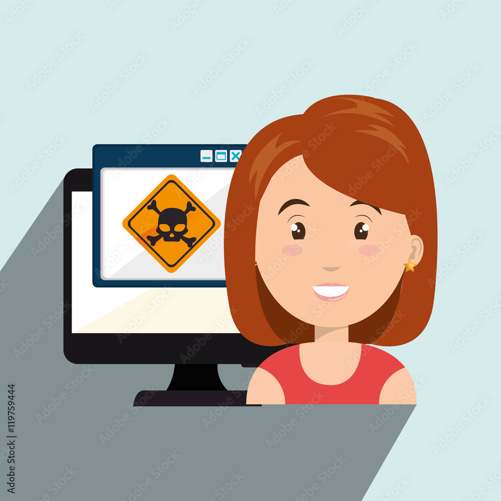 woman pc virus design vector illustration eps 10 woman pc virus design vector illustration eps 10