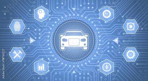 Smart Car Interface. Infographical template as a graphic interface of 'Smart Car Control Panel'.