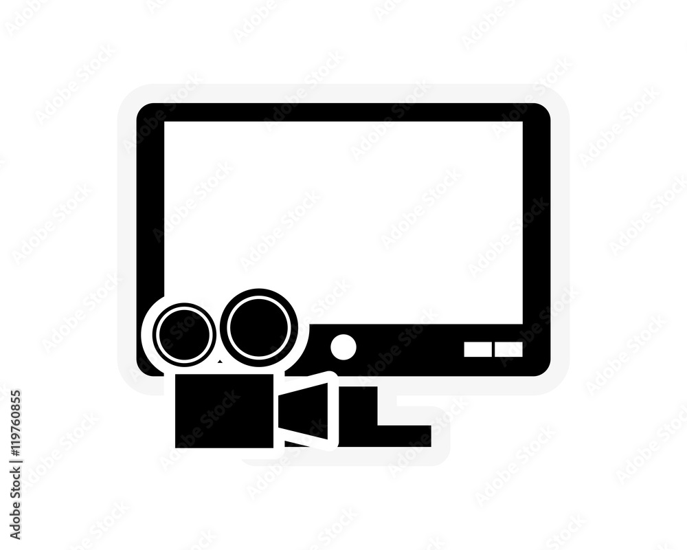 flat design computer monitor and film projector icon vector illustration flat design computer monitor and film projector icon vector illustration