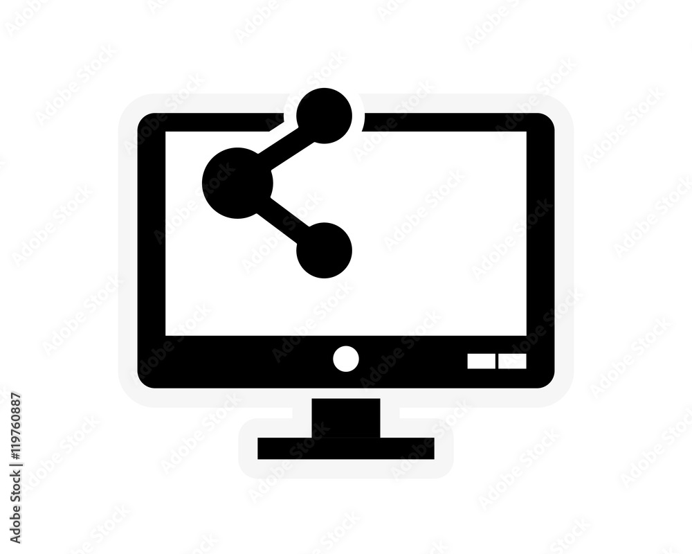 flat design computer monitor and connection icon vector illustration flat design computer monitor and connection icon vector illustration