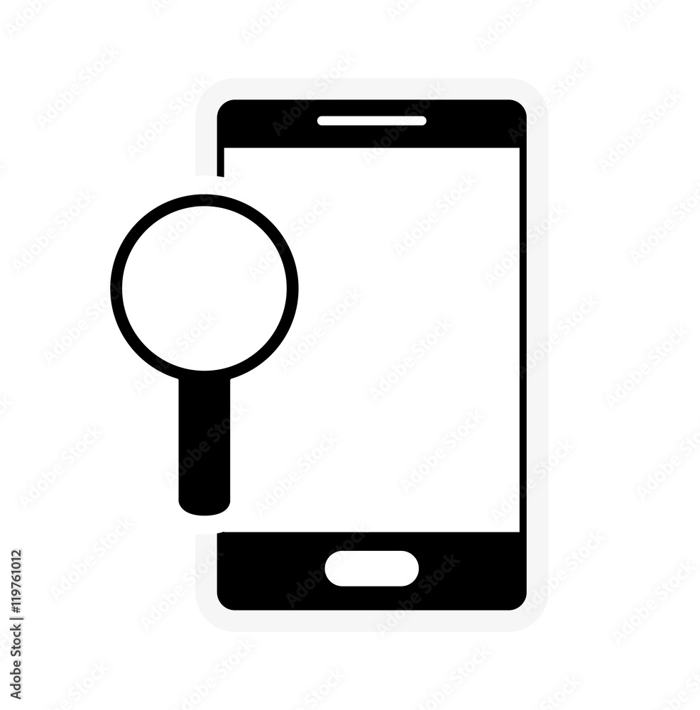 flat design cellphone and magnifying glass icon vector illustration flat design cellphone and magnifying glass icon vector illustration