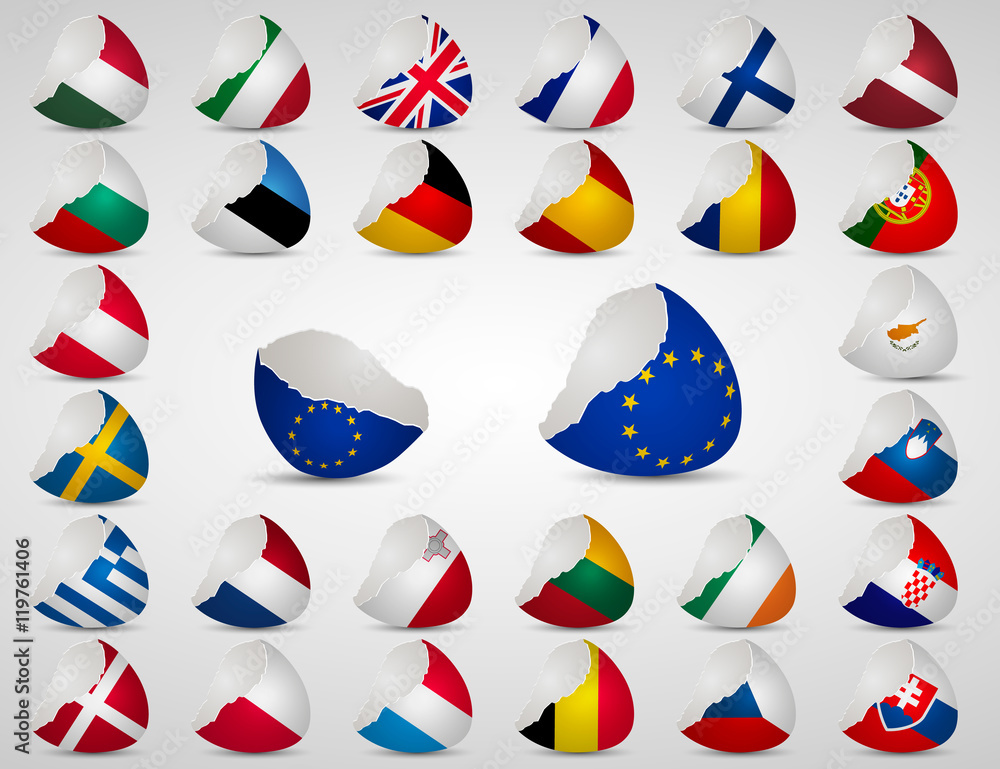Cracked egg shell Flags Cracked egg shell Flags