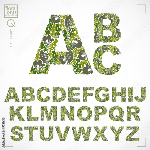 Floral alphabet sans serif ...