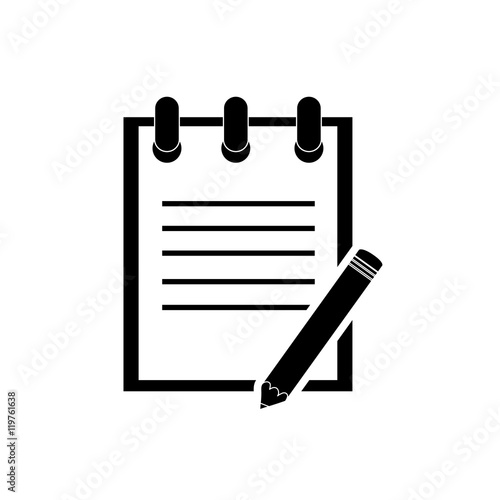 flat design notepad and pencil icon vector illustration