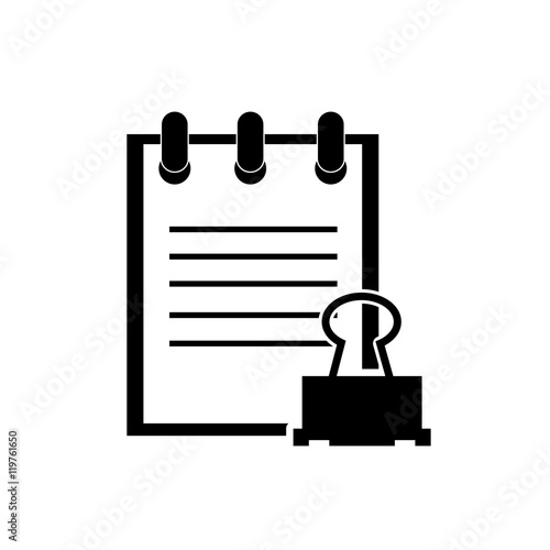 flat design notepad and clerical pin icon vector illustration