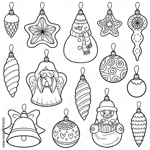 Vector set of Christmas tree toys