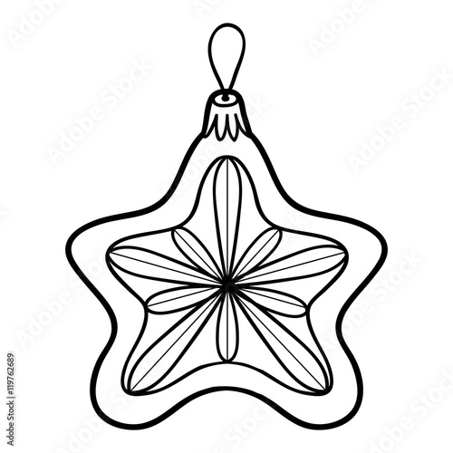 Coloring book, Christmas tree toy, star