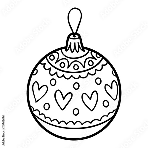 Coloring book, Christmas tree toy, ball