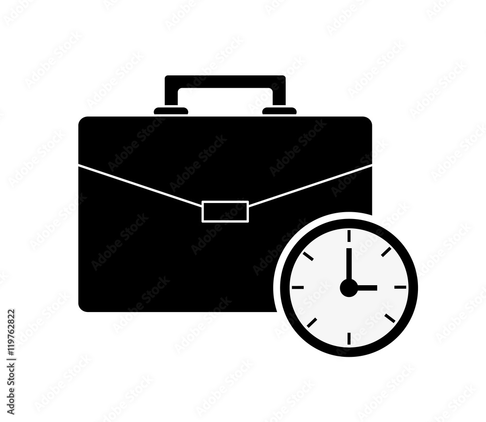 flat design briefcase and clock icon vector illustration flat design briefcase and clock icon vector illustration