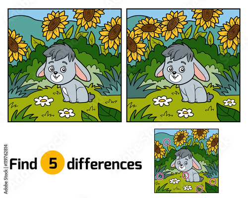 Find differences for children, rabbit and background