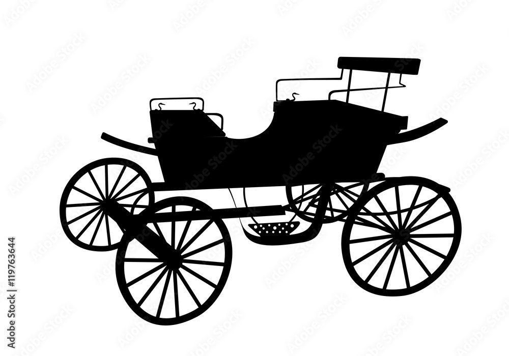 Fototapeta premium Old Wagon for the Horses. Isolated on White Background.