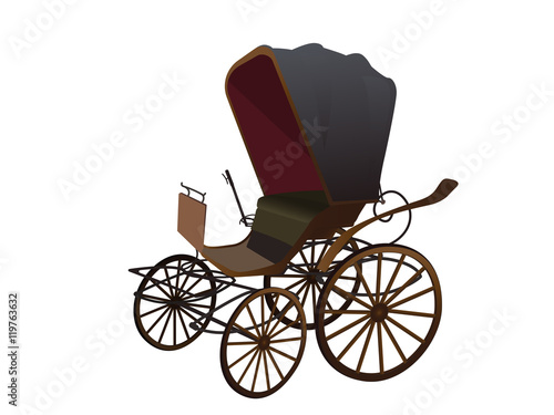 Old Wagon for the Horses. Isolated on White Background.