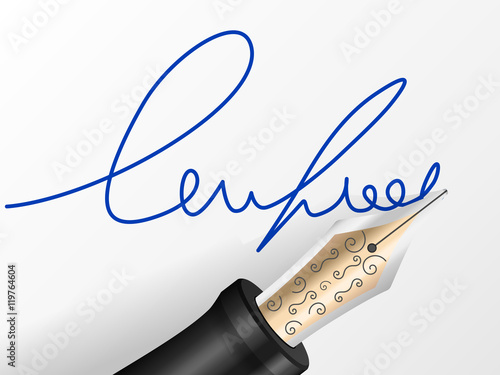 Fountain pen and signature