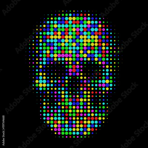 skull in halftone dots style Bright t-shirt graphics design