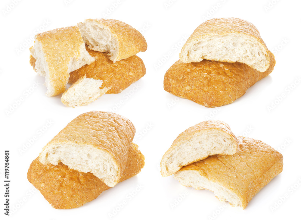 Piece of ciabatta, Italian bread isolated on white background Piece of ciabatta, Italian bread isolated on white background