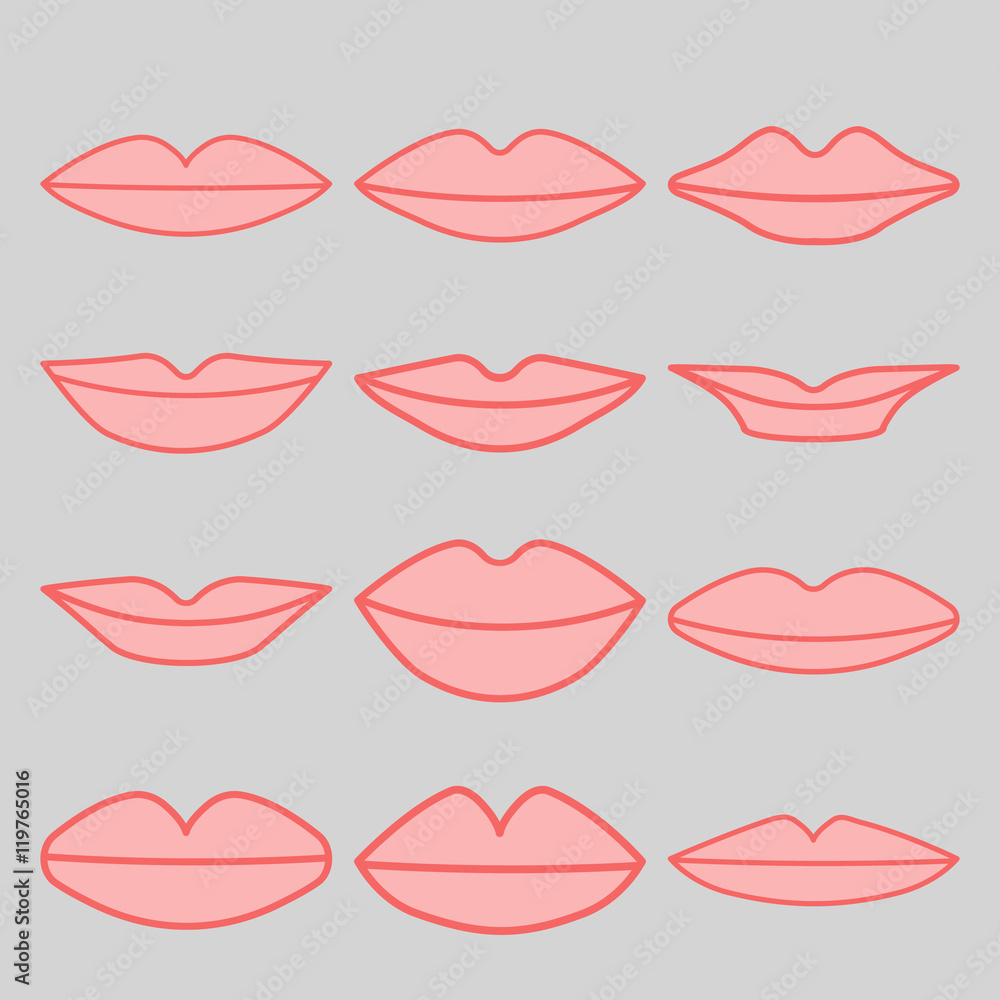 Lips simple icons shape set Lips simple icons shape set