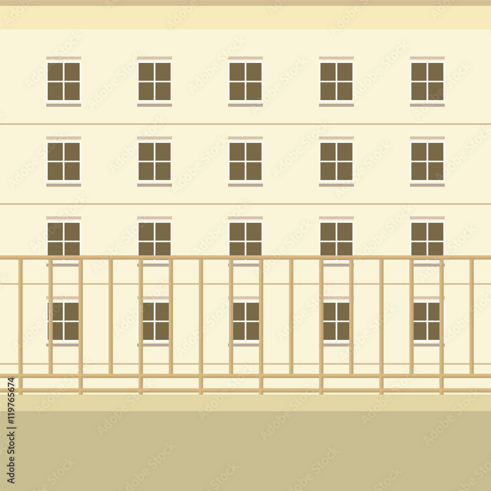 Balcony With Building View Background Vector Illustration Balcony With Building View Background Vector Illustration